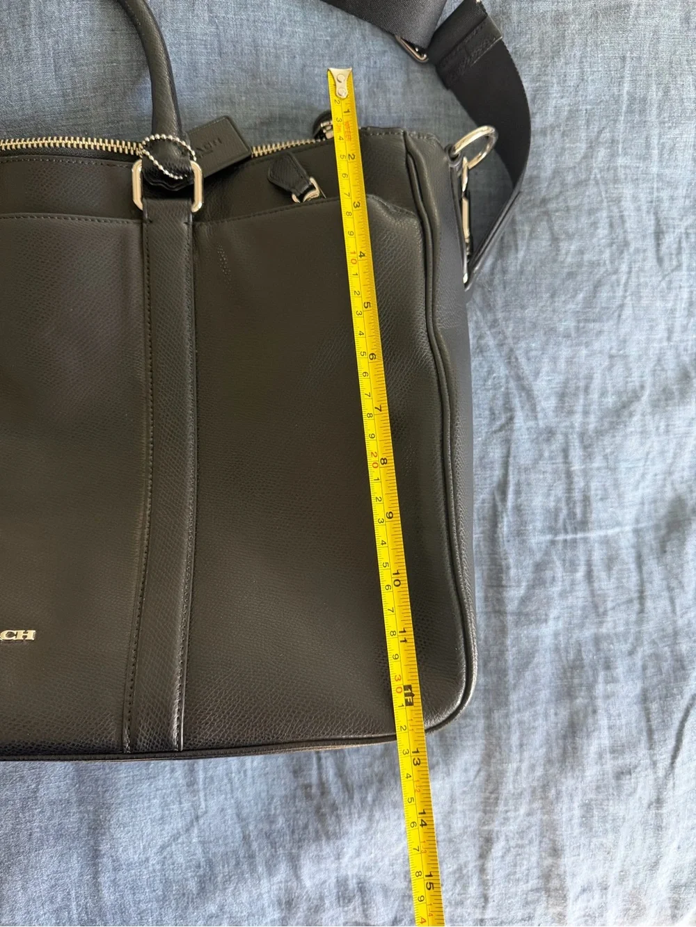 Coach F54775 Perry Metropolitan Black Leather Triple Compartment Briefcase